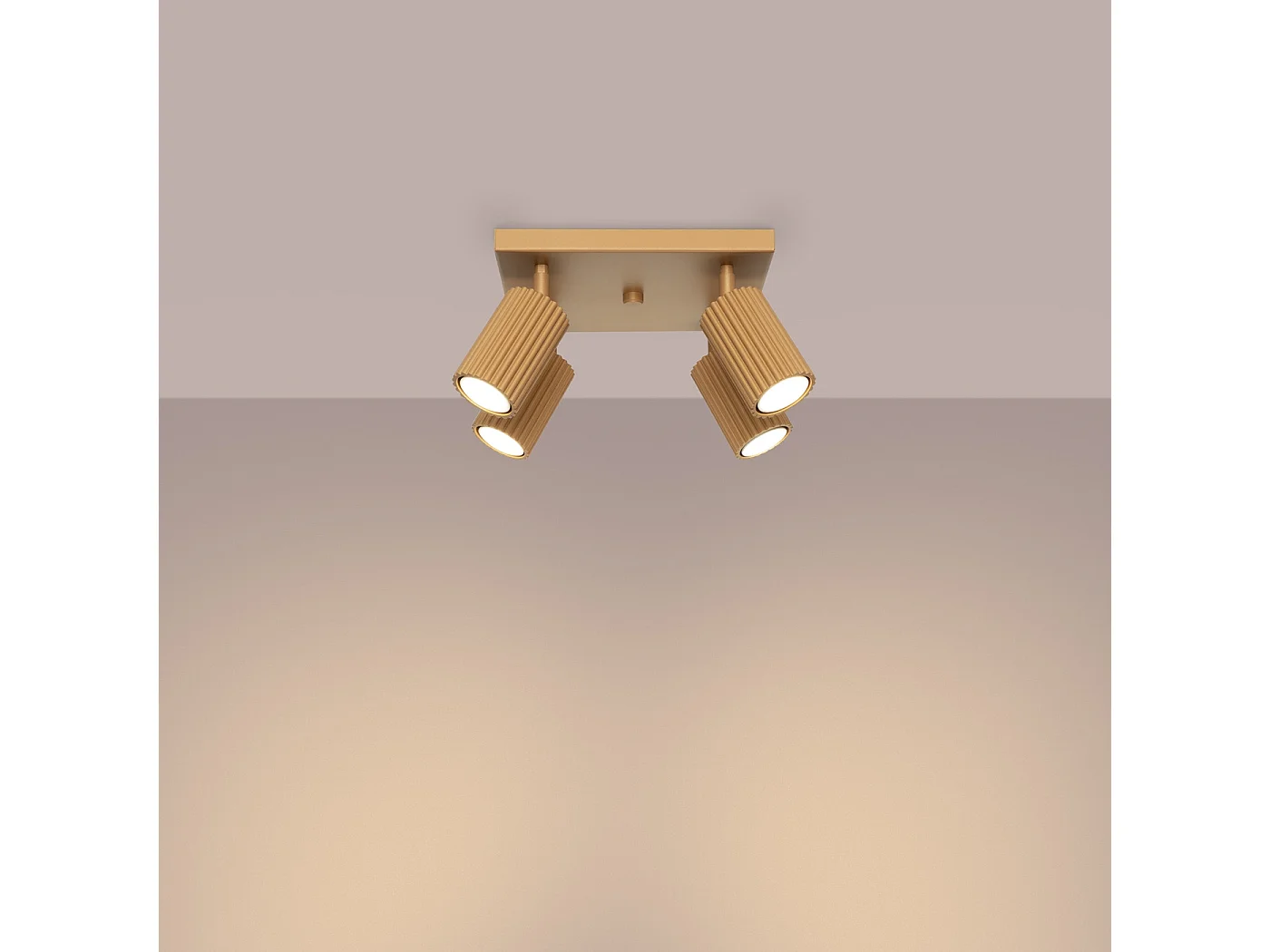 Plafonnier Karbon Minimaliste En Aluminium - 4 Sources Lumineuses - L.25 X H.16,5 Cm - Doré