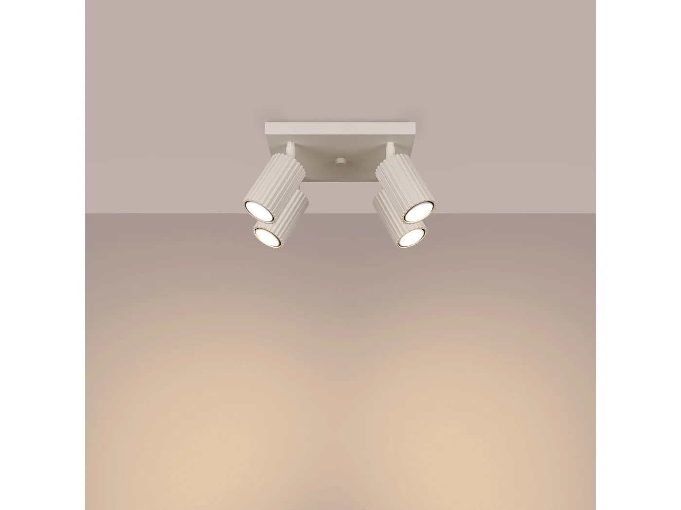 Lámpara de techo KARBON minimalista de aluminio - 4 fuentes luminosas - L.25 x A.16,5 cm - beige