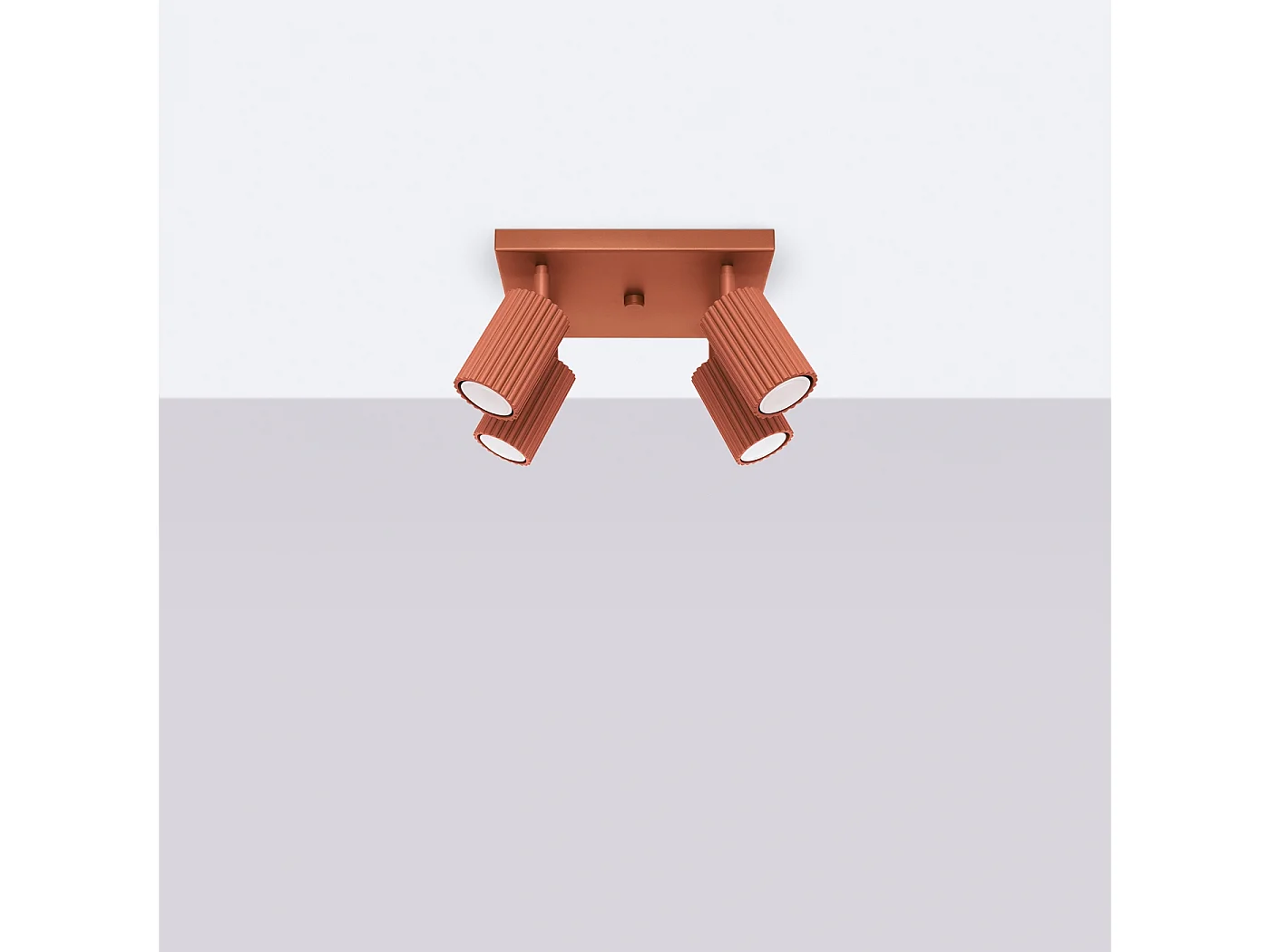 Deckenleuchte Karbon Minimalistisch Aus  Aluminium - 4 Lichtquellen - L.25 X H. Cm - Roter Ocker