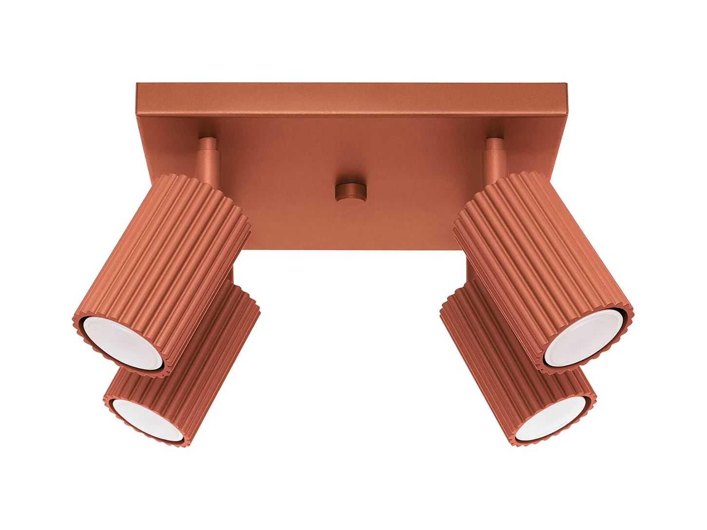 Plafonnier Karbon Minimaliste En Aluminium - 4 Sources Lumineuses - L.25 X H.16,5 Cm - Ocre Rouge