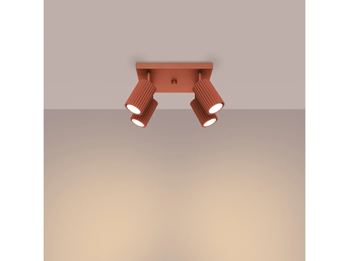 Plafondlamp Karbon Minimalistisch Van  - 4 Lichtbronnen - L.25 X H.16,5 Cm - Rode Oker