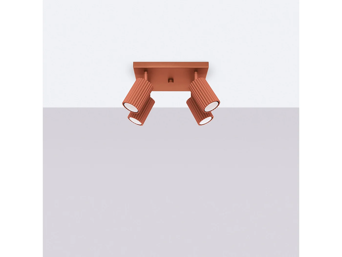 Lámpara de techo KARBON minimalista de aluminio - 4 fuentes luminosas - L.25 x A.16,5 cm - ocre rojo
