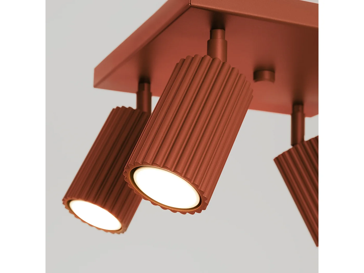 Lámpara de techo KARBON minimalista de aluminio - 4 fuentes luminosas - L.25 x A.16,5 cm - ocre rojo