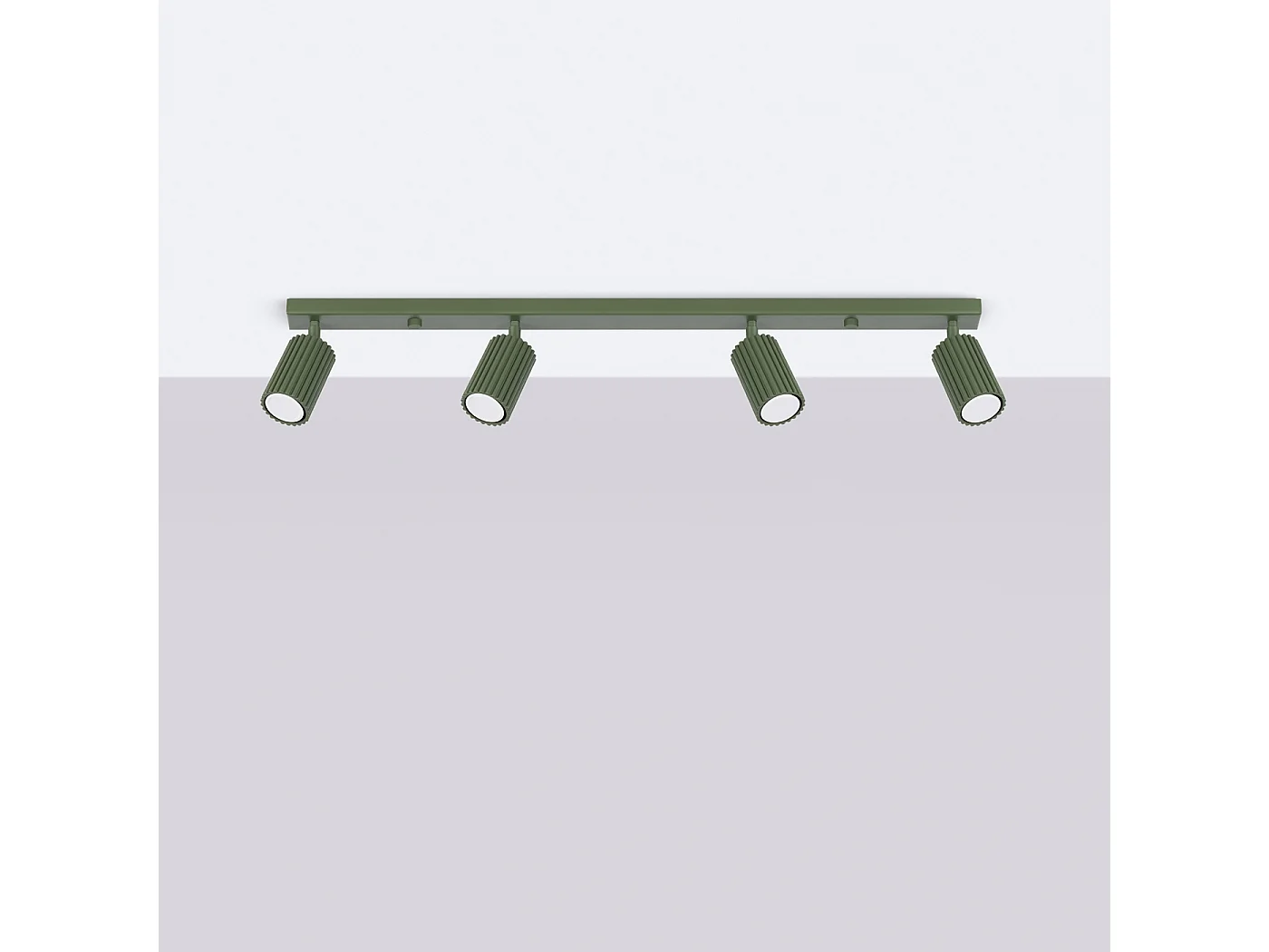 Lámpara De Techo Karbon Minimalista De Aluminio - 4 Fuentes Luminosas - L.81 X A.16,5 Cm - Verde Oliva