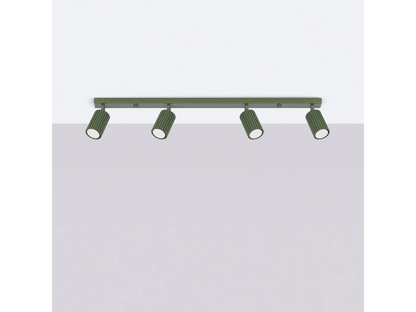 Plafonnier Karbon Minimaliste En Aluminium - 4 Sources Lumineuses - L.81 X H.16,5 Cm - Vert Olive