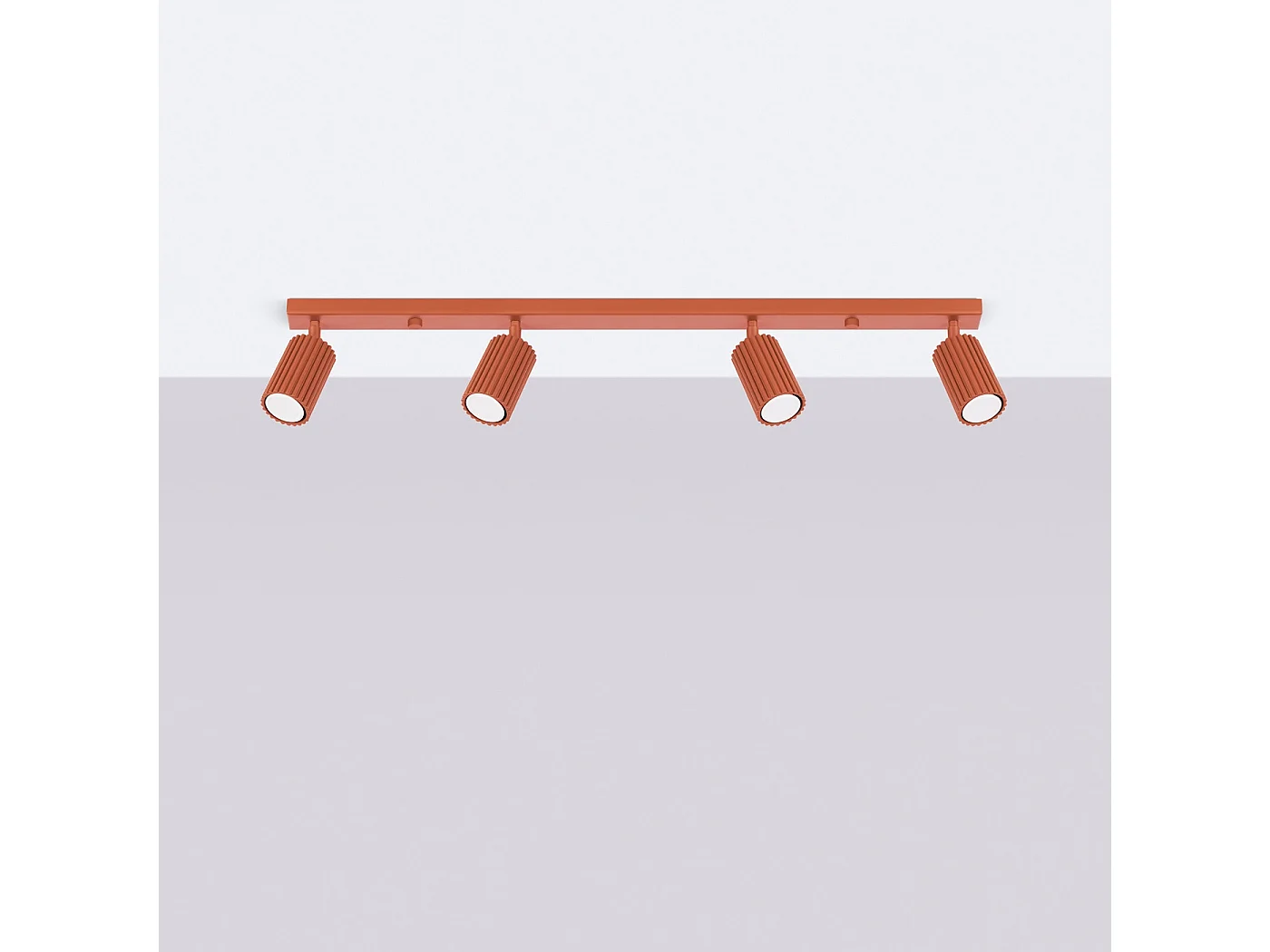 Plafonnier Karbon Minimaliste En Aluminium - 4 Sources Lumineuses - L.81 X H.16,5 Cm - Ocre Rouge
