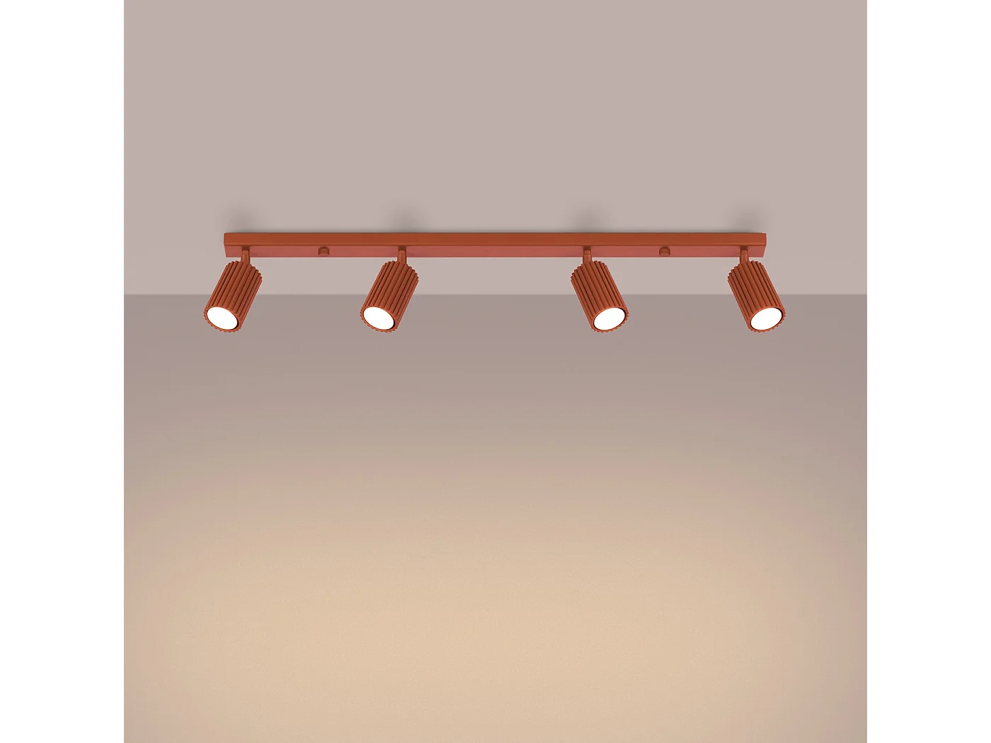 Plafonnier Karbon Minimaliste En Aluminium - 4 Sources Lumineuses - L.81 X H.16,5 Cm - Ocre Rouge