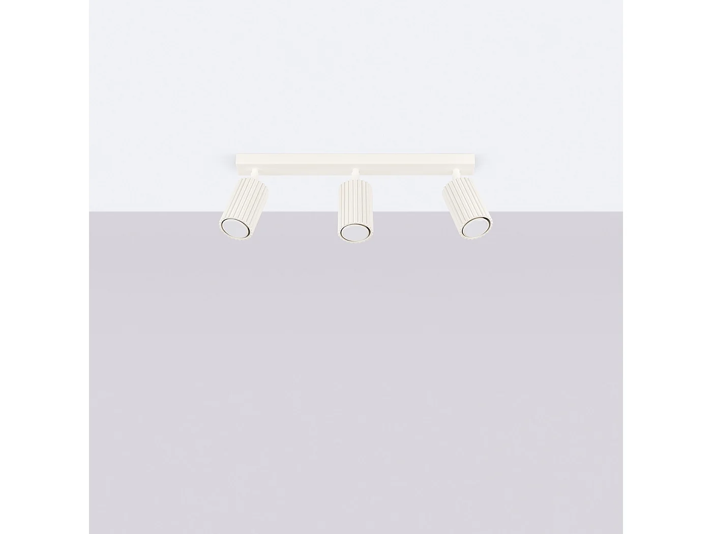 Plafonnier Karbon Minimaliste En Aluminium - 3 Sources Lumineuses - L.45 X H.16,5 Cm - Beige