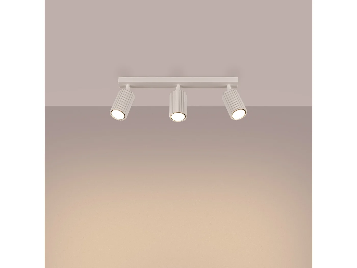 Plafonnier Karbon Minimaliste En Aluminium - 3 Sources Lumineuses - L.45 X H.16,5 Cm - Beige