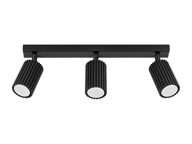 Deckenleuchte Karbon Minimalistisch Aus  Aluminium - 3 Lichtquellen - L.45 X H. Cm - Schwarz