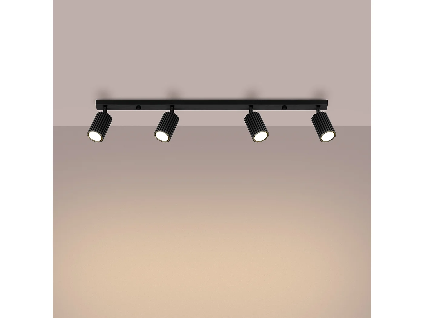 Plafonnier Karbon Minimaliste En Aluminium - 4 Sources Lumineuses - L.81 X H.16,5 Cm - Noir