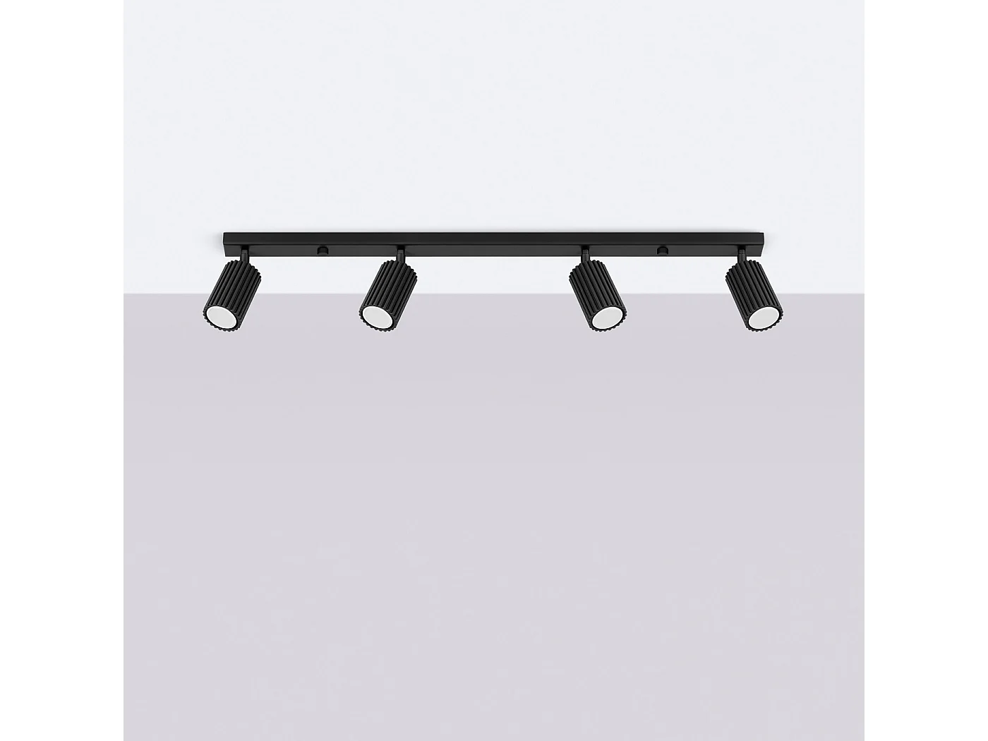 Plafonnier Karbon Minimaliste En Aluminium - 4 Sources Lumineuses - L.81 X H.16,5 Cm - Noir