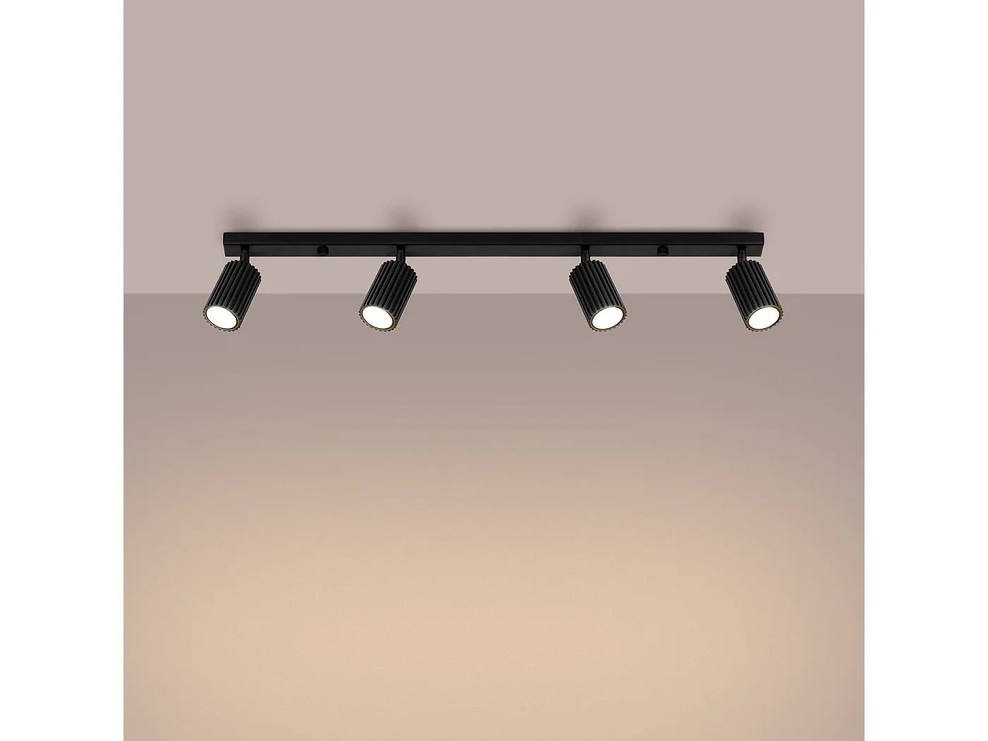 Plafonnier Karbon Minimaliste En Aluminium - 4 Sources Lumineuses - L.81 X H.16,5 Cm - Noir