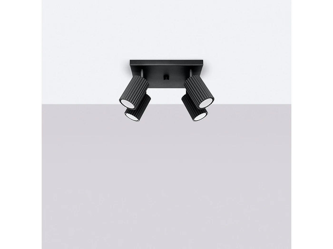 Lampada da soffitto KARBON minimalista di alluminio - 4 sorgenti luminose - L.25 x A.16,5 cm - nero