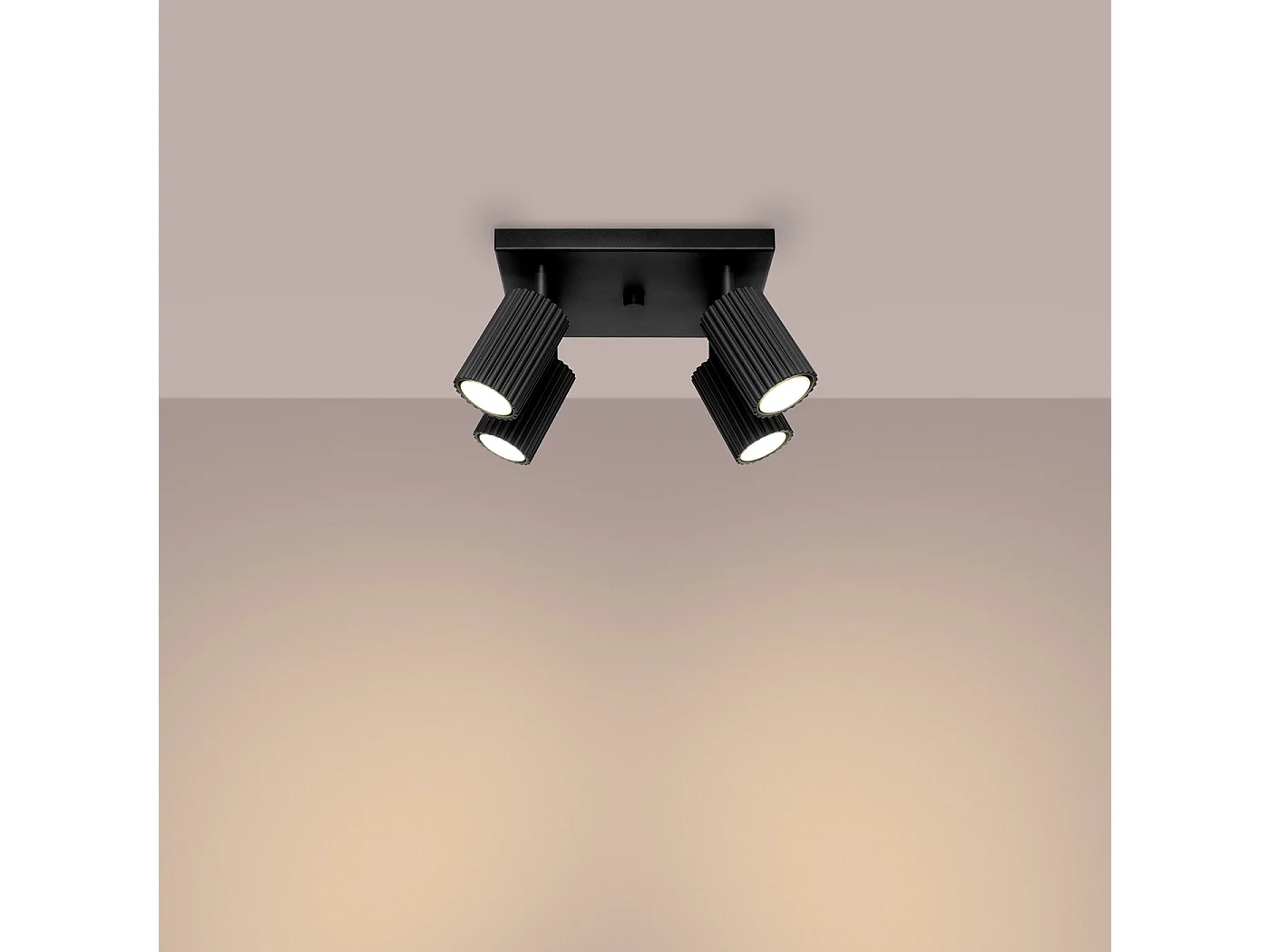 Lampada da soffitto KARBON minimalista di alluminio - 4 sorgenti luminose - L.25 x A.16,5 cm - nero