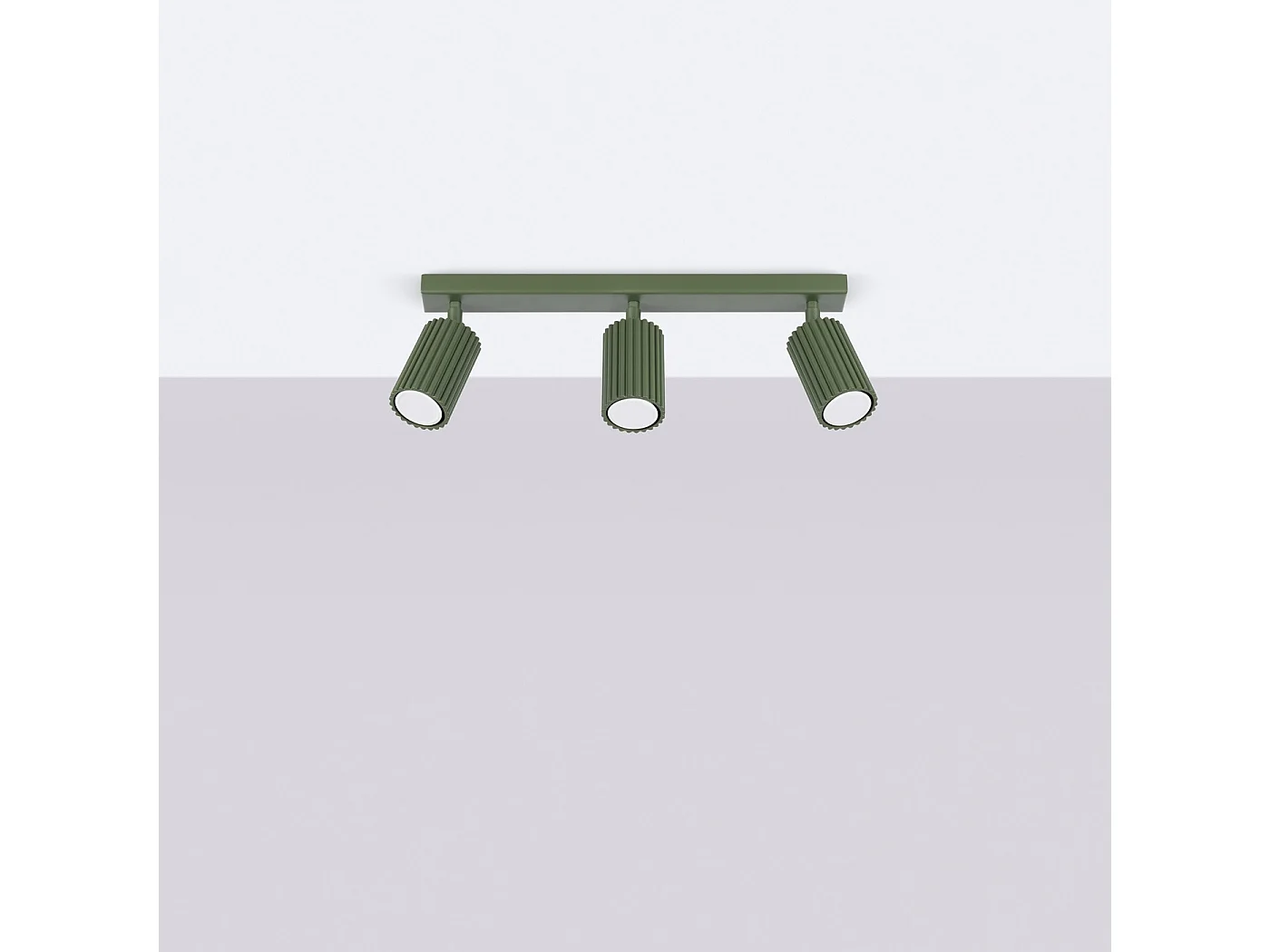 Plafonnier Karbon Minimaliste En Aluminium - 3 Sources Lumineuses - L.45 X H.16,5 Cm - Vert Olive