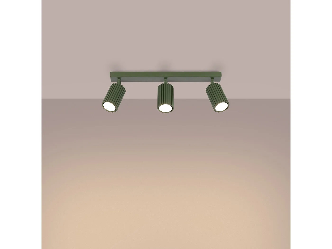 Plafonnier Karbon Minimaliste En Aluminium - 3 Sources Lumineuses - L.45 X H.16,5 Cm - Vert Olive