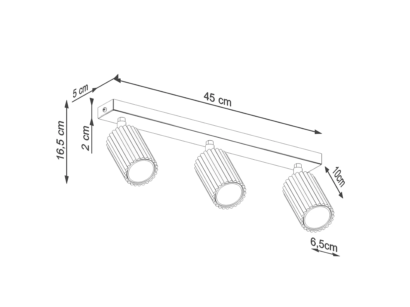Plafonnier Karbon Minimaliste En Aluminium - 3 Sources Lumineuses - L.45 X H.16,5 Cm - Vert Olive