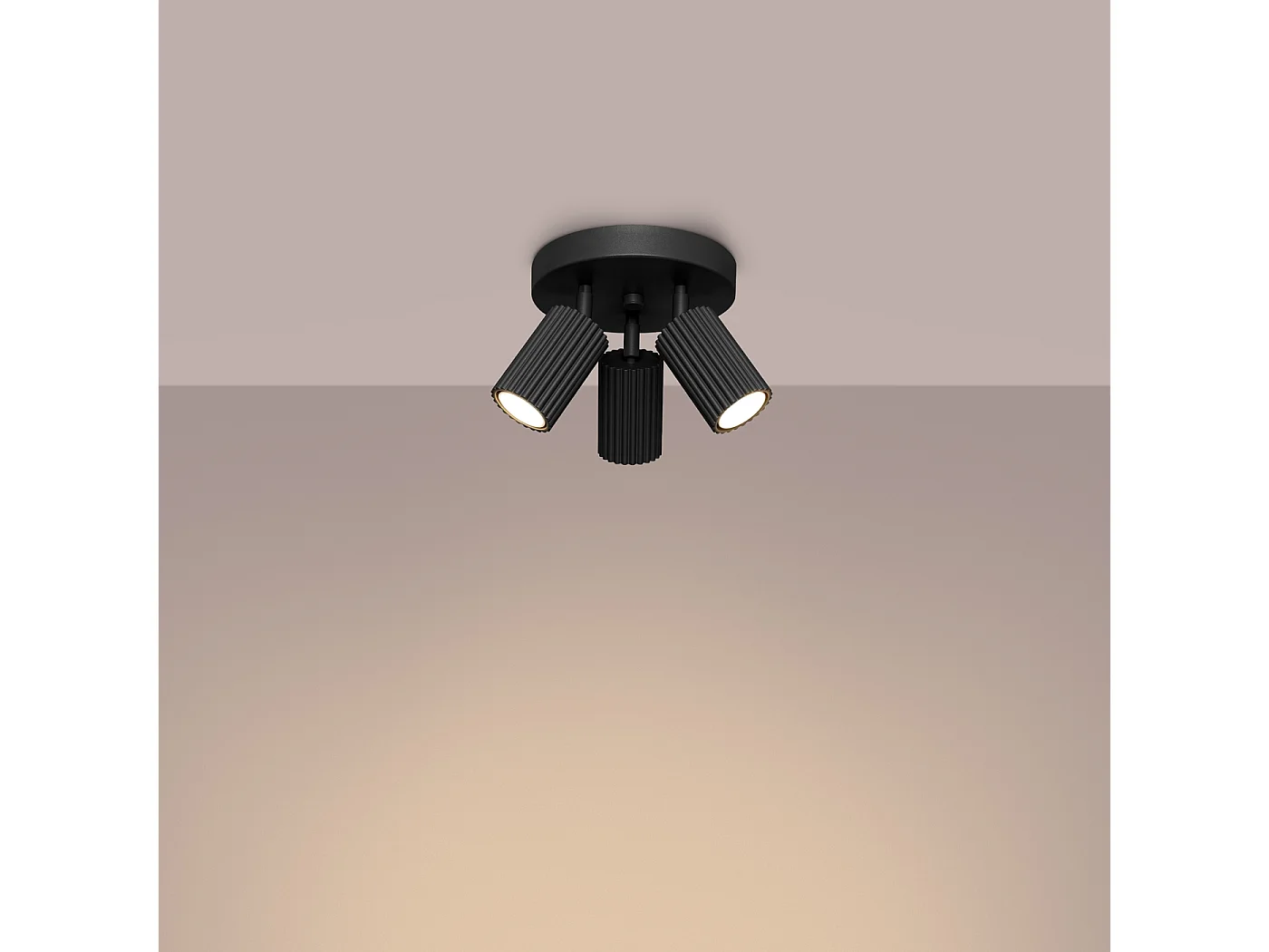 Luminária De Teto Karbon Minimalista, Alumínio - 3 Lichtbronnen - L.19.5 X H.18 Cm - Preto