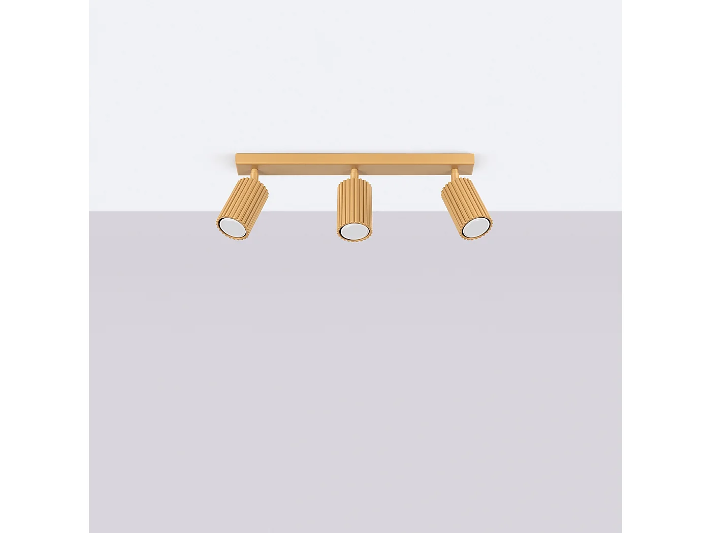 Plafonnier Karbon Minimaliste En Aluminium - 3 Sources Lumineuses - L.45 X H.16,5 Cm - Doré