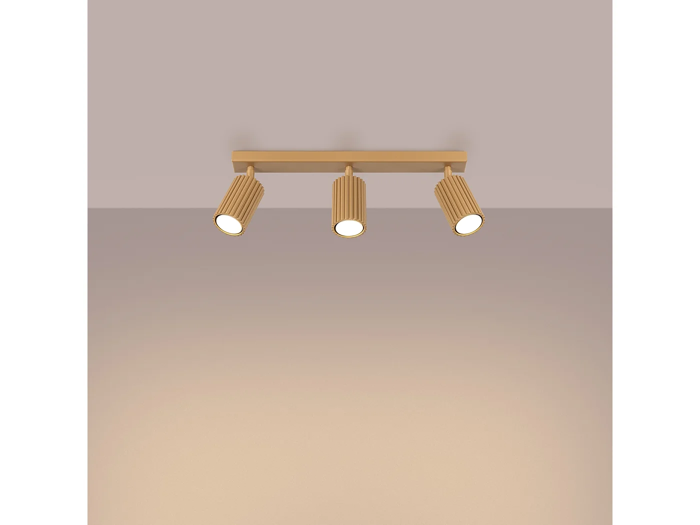 Plafonnier Karbon Minimaliste En Aluminium - 3 Sources Lumineuses - L.45 X H.16,5 Cm - Doré