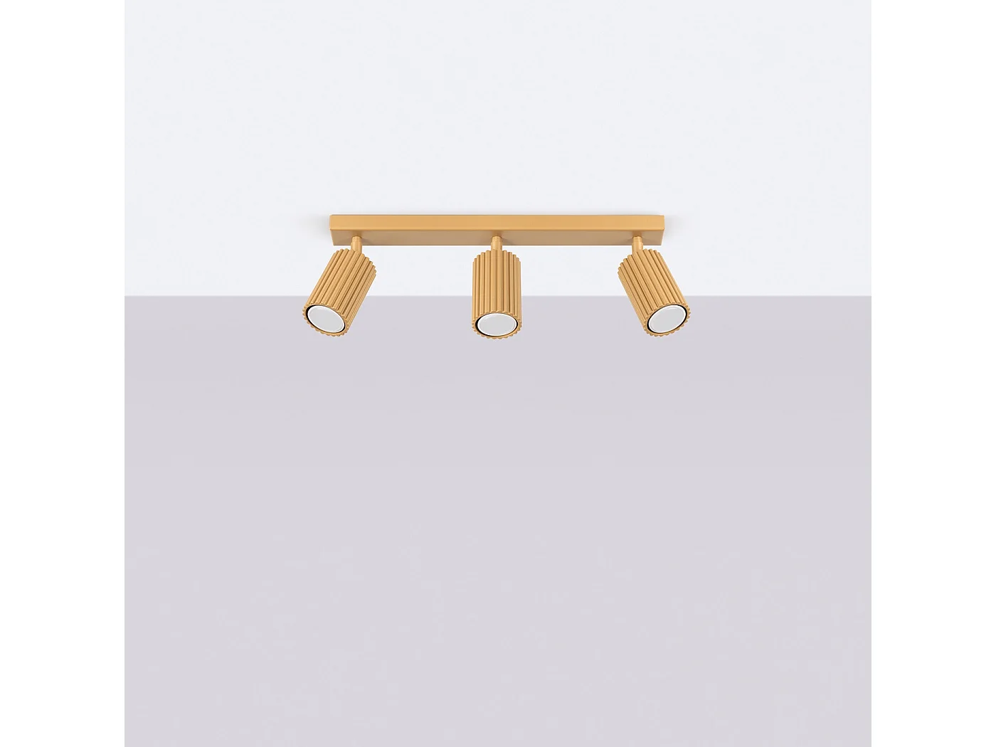 Plafonnier Karbon Minimaliste En Aluminium - 3 Sources Lumineuses - L.45 X H.16,5 Cm - Doré