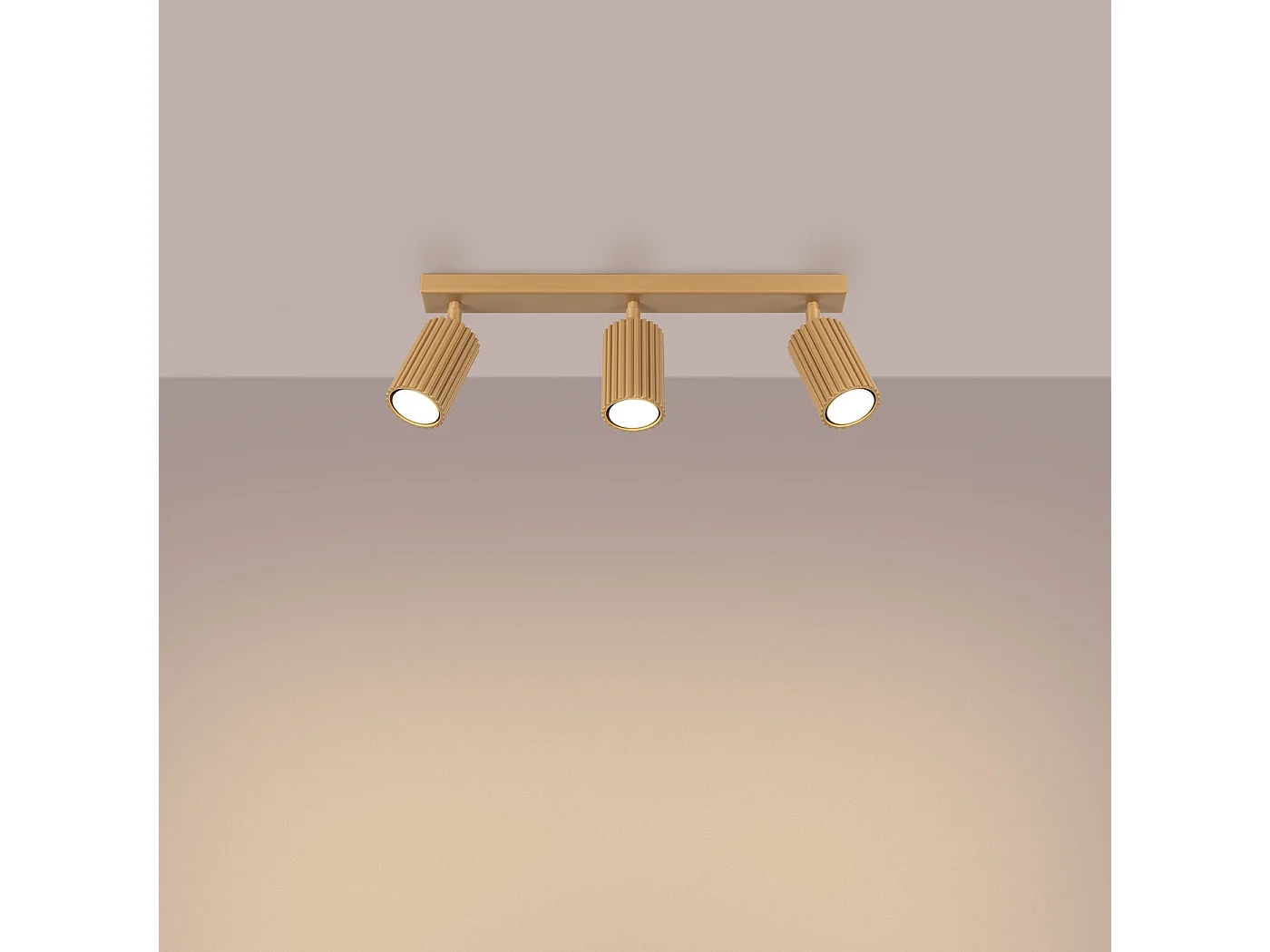 Plafonnier Karbon Minimaliste En Aluminium - 3 Sources Lumineuses - L.45 X H.16,5 Cm - Doré