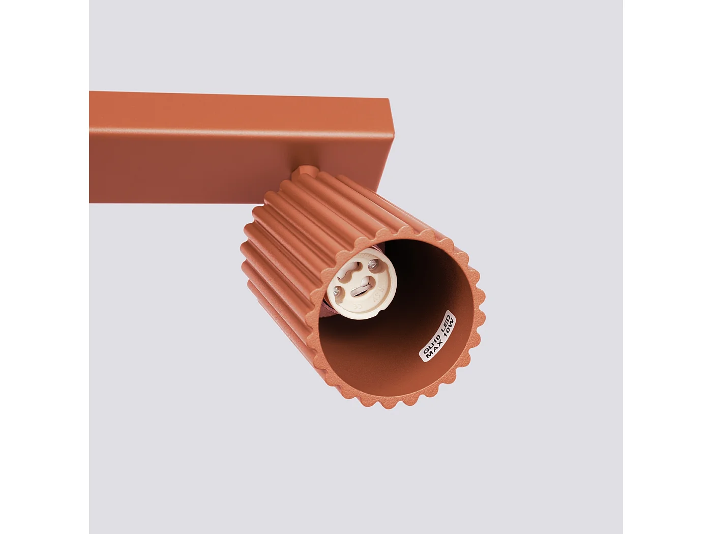 Deckenleuchte Karbon Minimalistisch Aus  Aluminium - 3 Lichtquellen - L.45 X H. Cm - Roter Ocker