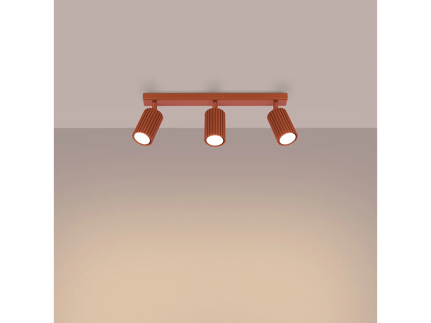 Lampa Sufitowa Minimalistyczny Karbon, Aluminium - 3 Źródło - L.45 X H.16.5 Cm - Ochra Czerwona