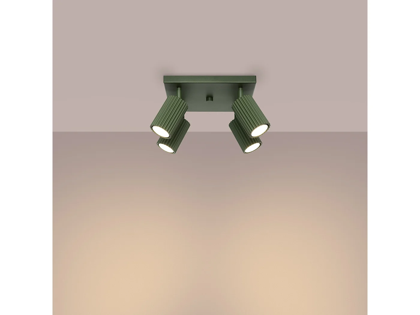 Plafondlamp Karbon Minimalistisch Van  - 4 Lichtbronnen - L.25 X H.16,5 Cm - Olijfgroen