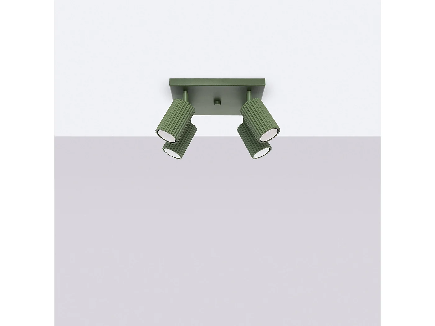 Plafonnier Karbon Minimaliste En Aluminium - 4 Sources Lumineuses - L.25 X H.16,5 Cm - Vert Olive