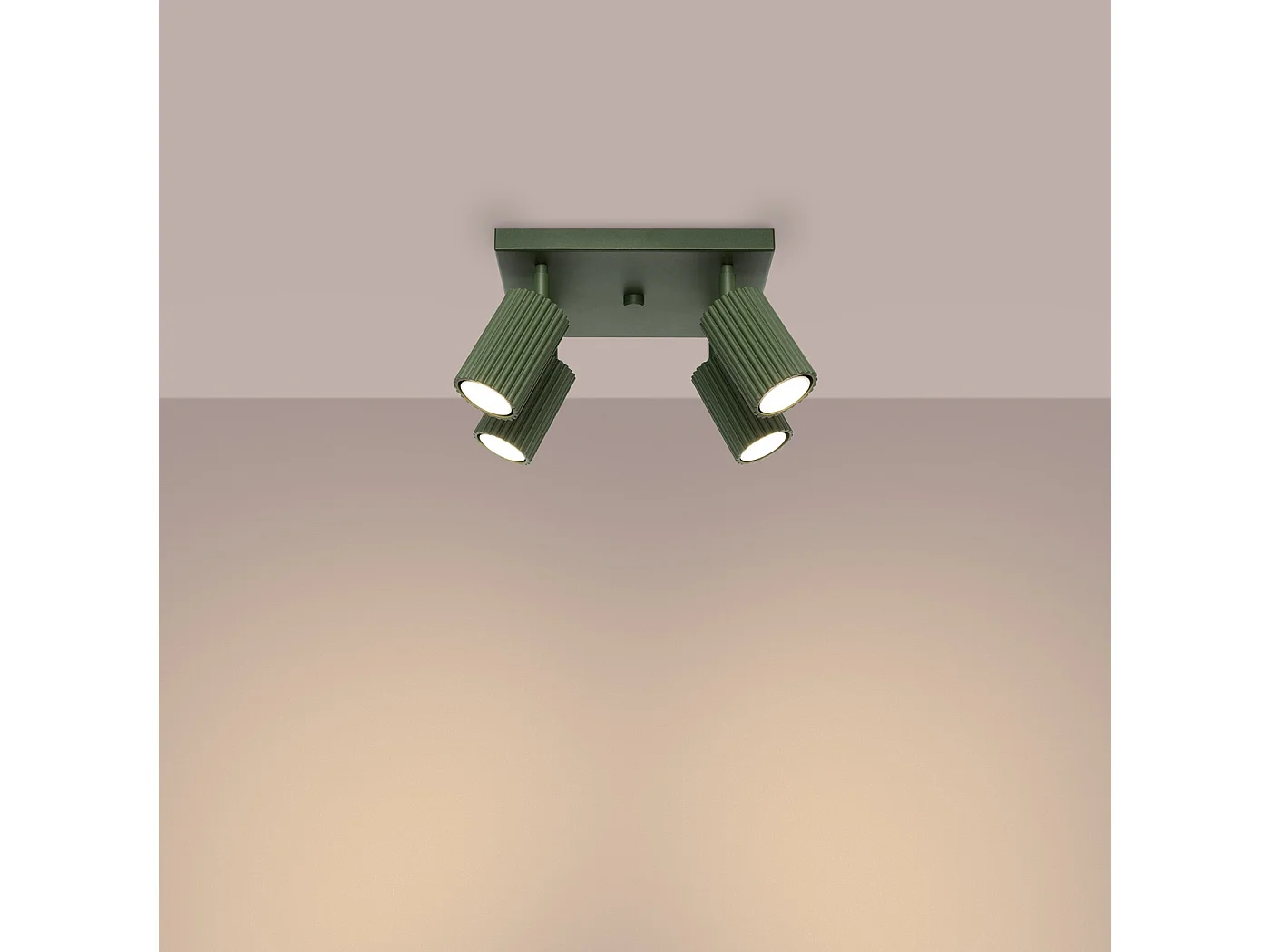Plafonnier Karbon Minimaliste En Aluminium - 4 Sources Lumineuses - L.25 X H.16,5 Cm - Vert Olive
