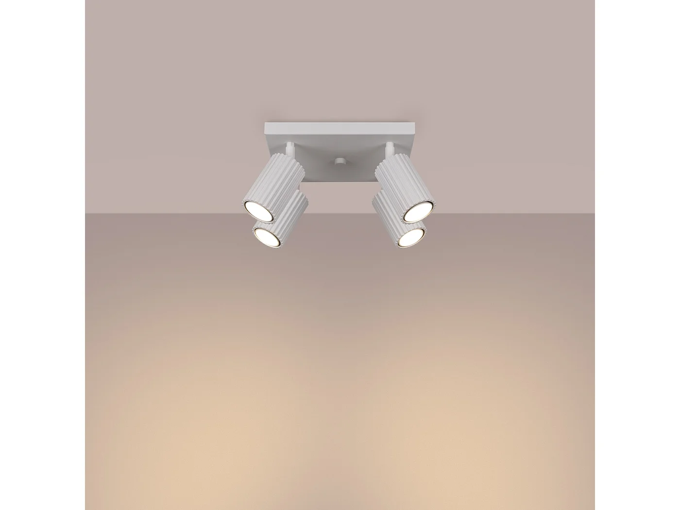 Deckenleuchte Karbon Minimalistisch Aus  Aluminium - 4 Lichtquellen - L.25 X H. Cm - Weiß