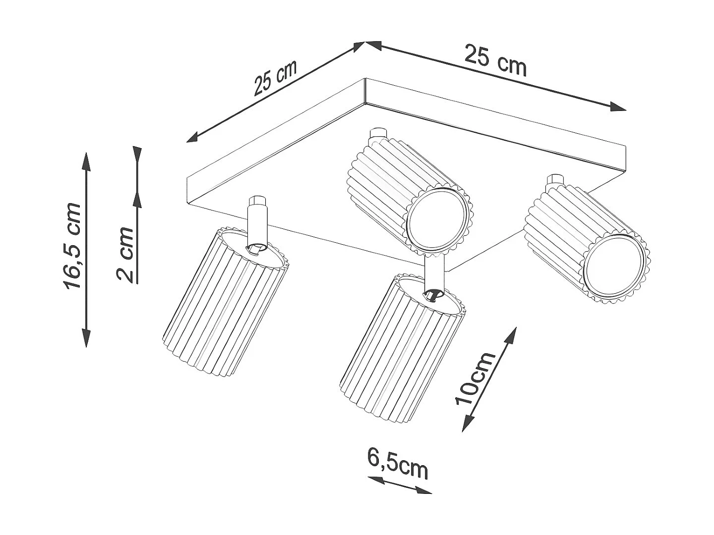 Lampa Sufitowa Minimalistyczny Karbon, Aluminium - 4 Źródło - L.25 X H.16.5 Cm - Biały