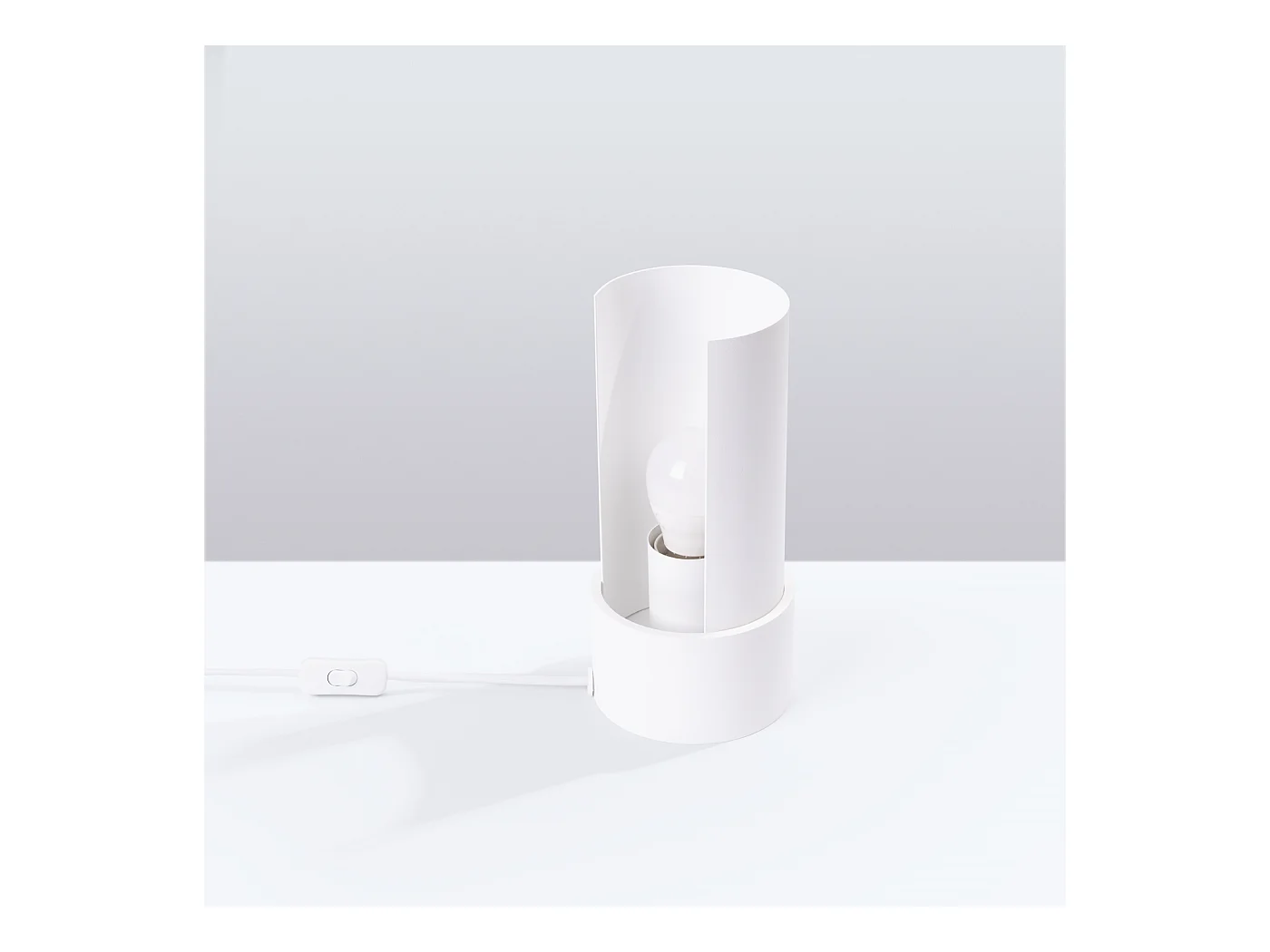 Lampe De Bureau Flash Minimaliste En Acier - 1 Sources Lumineuses - L.10 X H.21 Cm - Blanc