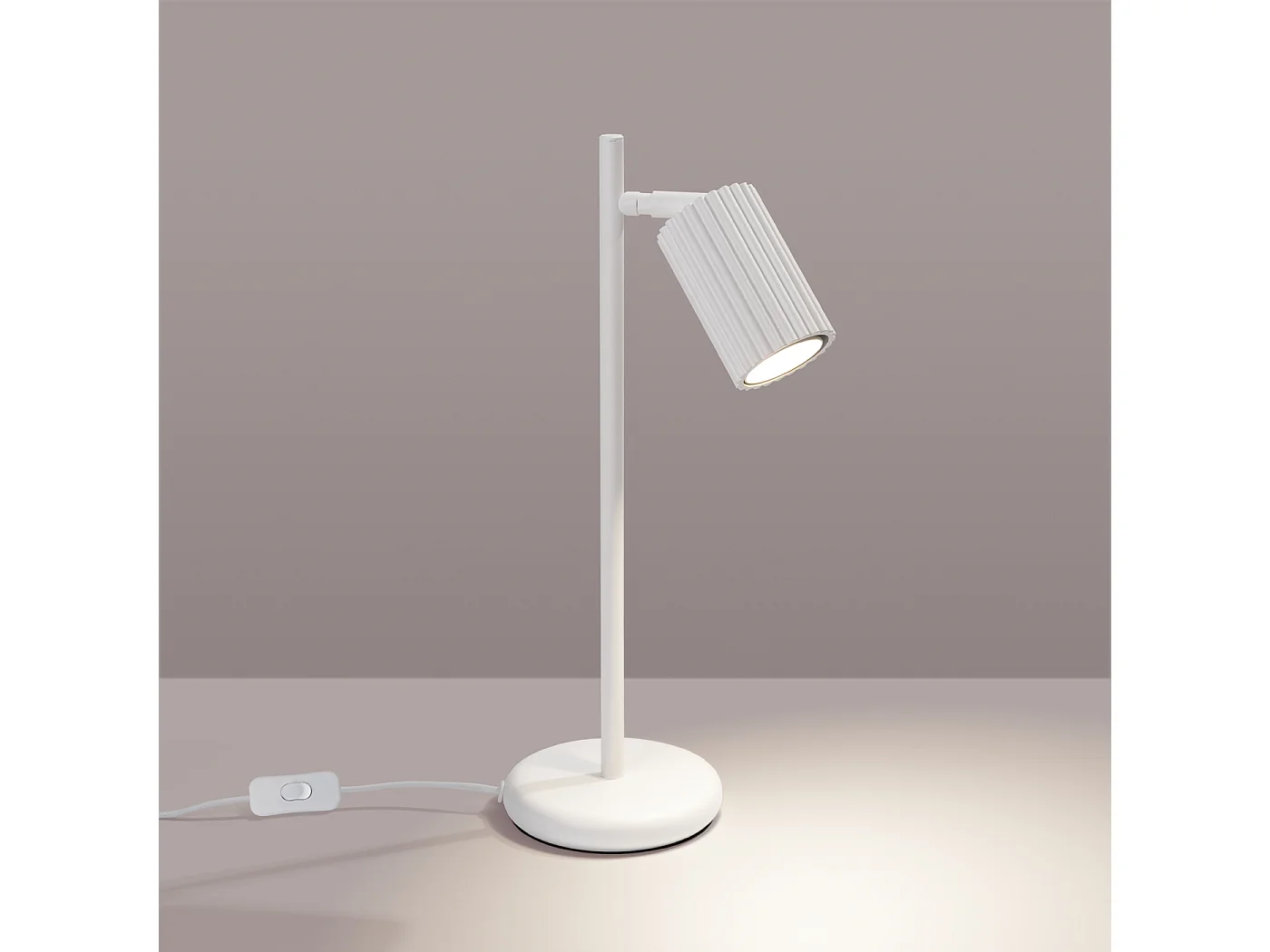 Lampada Da Scrivania Karbon Minimalista Di Alluminio - 1 Sorgenti Luminose - L.14,5 X A.43 Cm - Bianco