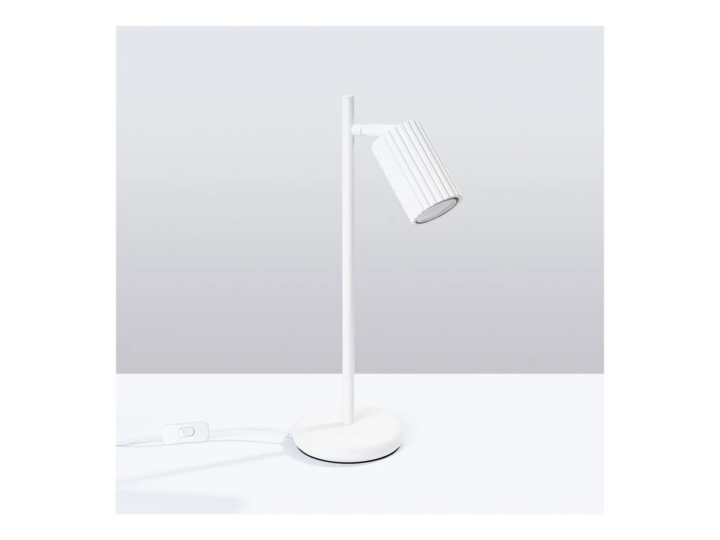 Lampe De Bureau Karbon Minimaliste En Aluminium - 1 Sources Lumineuses - L.14,5 X H.43 Cm - Blanc
