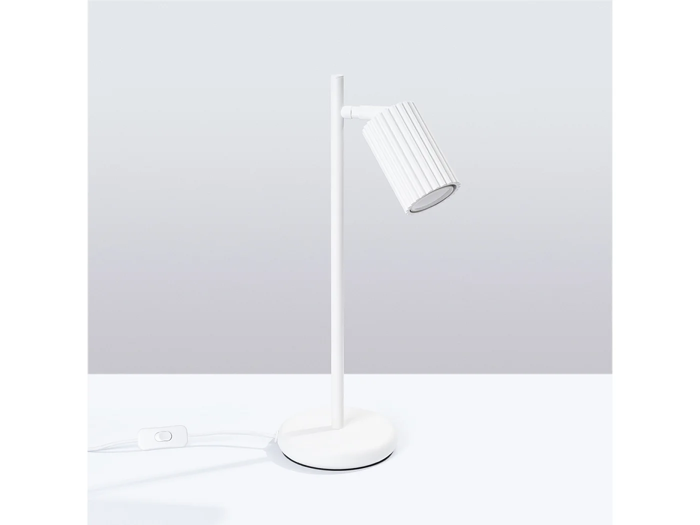 Lampe De Bureau Karbon Minimaliste En Aluminium - 1 Sources Lumineuses - L.14,5 X H.43 Cm - Blanc