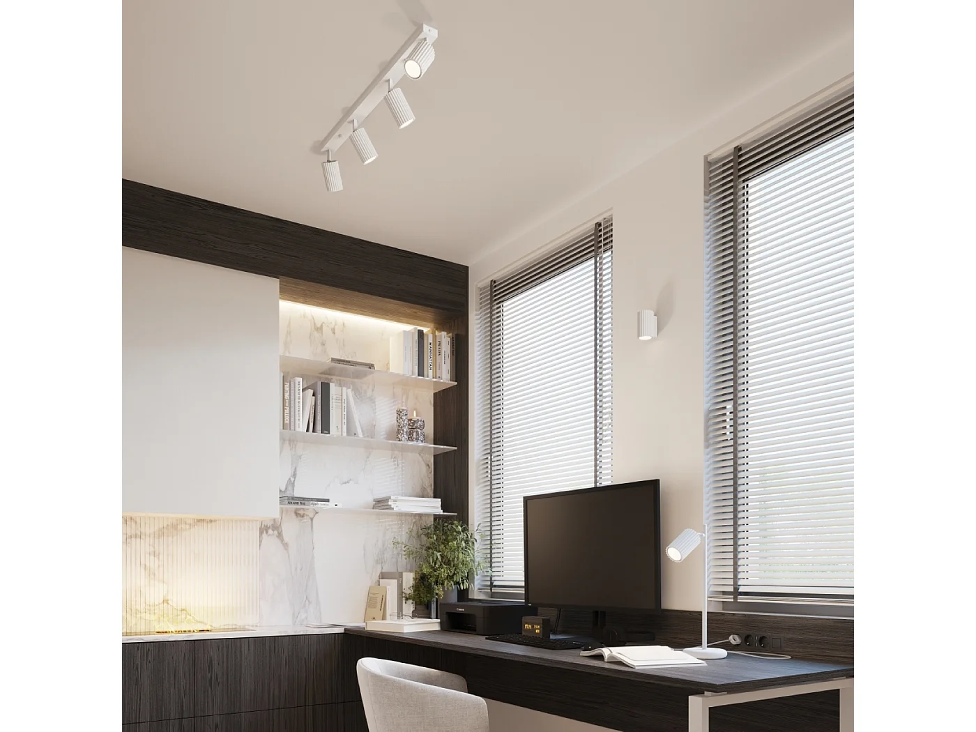Lampe De Bureau Karbon Minimaliste En Aluminium - 1 Sources Lumineuses - L.14,5 X H.43 Cm - Blanc