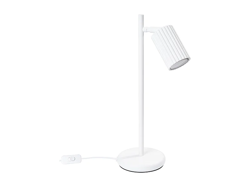 Lampe De Bureau Karbon Minimaliste En Aluminium - 1 Sources Lumineuses - L.14,5 X H.43 Cm - Blanc