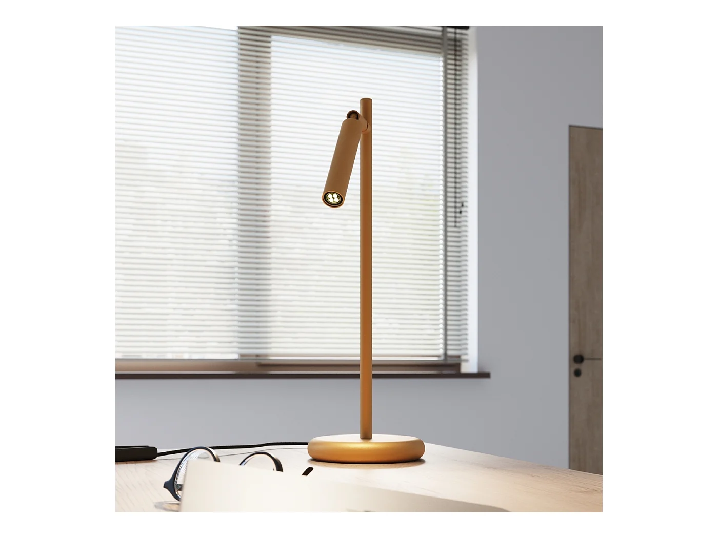 Bureaulamp Pastelo Modern Van  - 1 Lichtbronnen - L.14 X H.43 Cm - Gouden