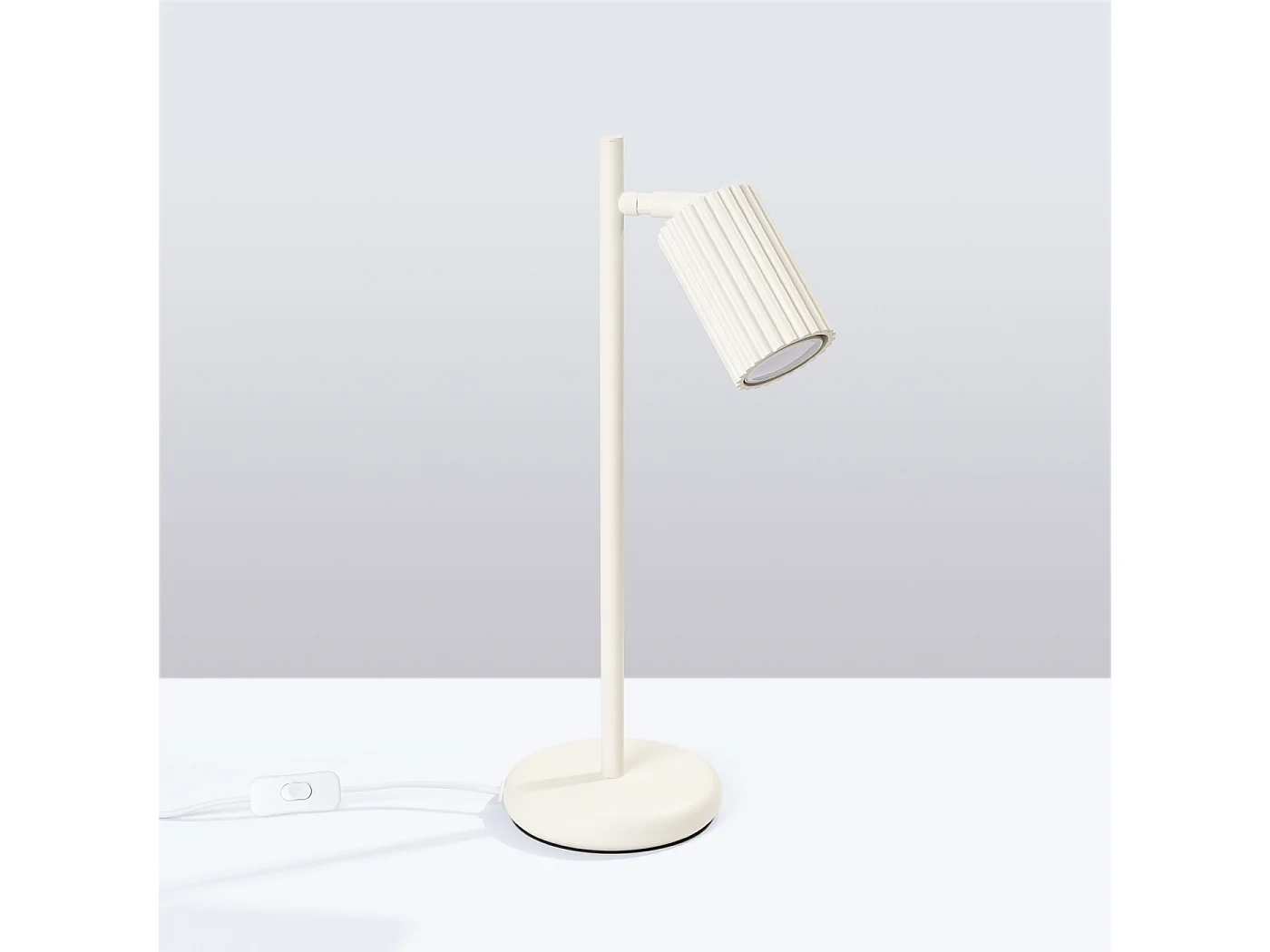 Lampada Da Scrivania Karbon Minimalista Di Alluminio - 1 Sorgenti Luminose - L.14,5 X A.43 Cm - Beige