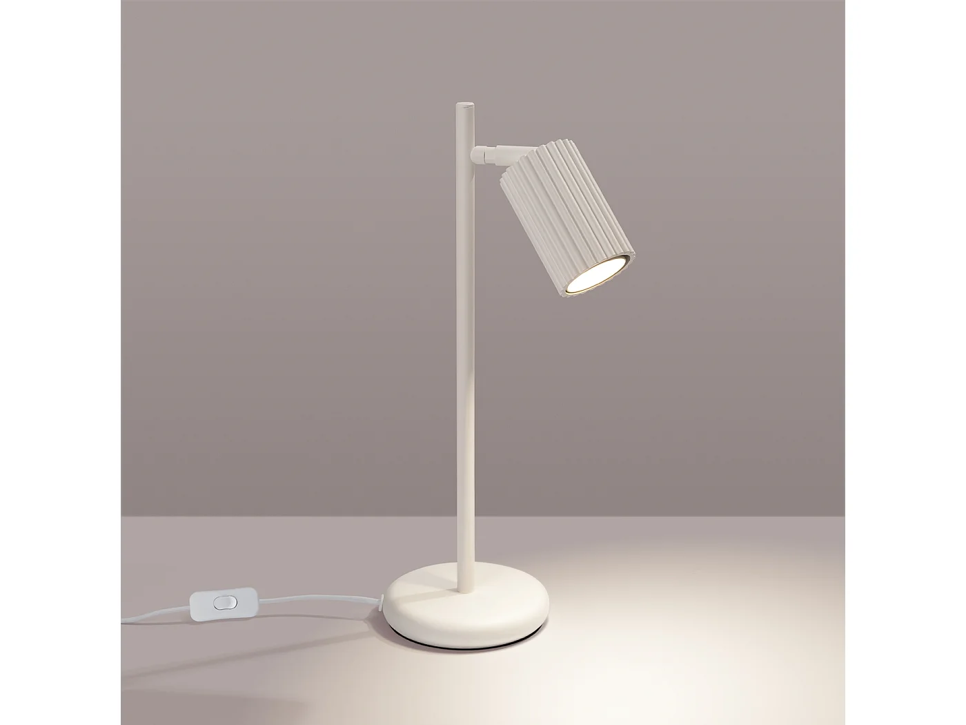 Lampe De Bureau Karbon Minimaliste En Aluminium - 1 Sources Lumineuses - L.14,5 X H.43 Cm - Beige