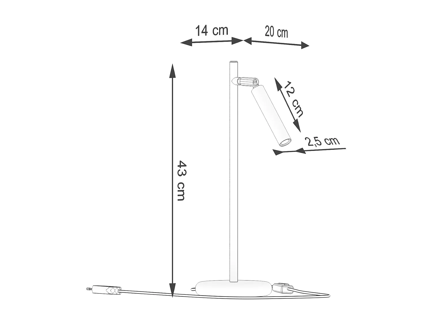 Lampe De Bureau Pastelo Moderne En Acier - 1 Sources Lumineuses - L.14 X H.43 Cm - Blanc
