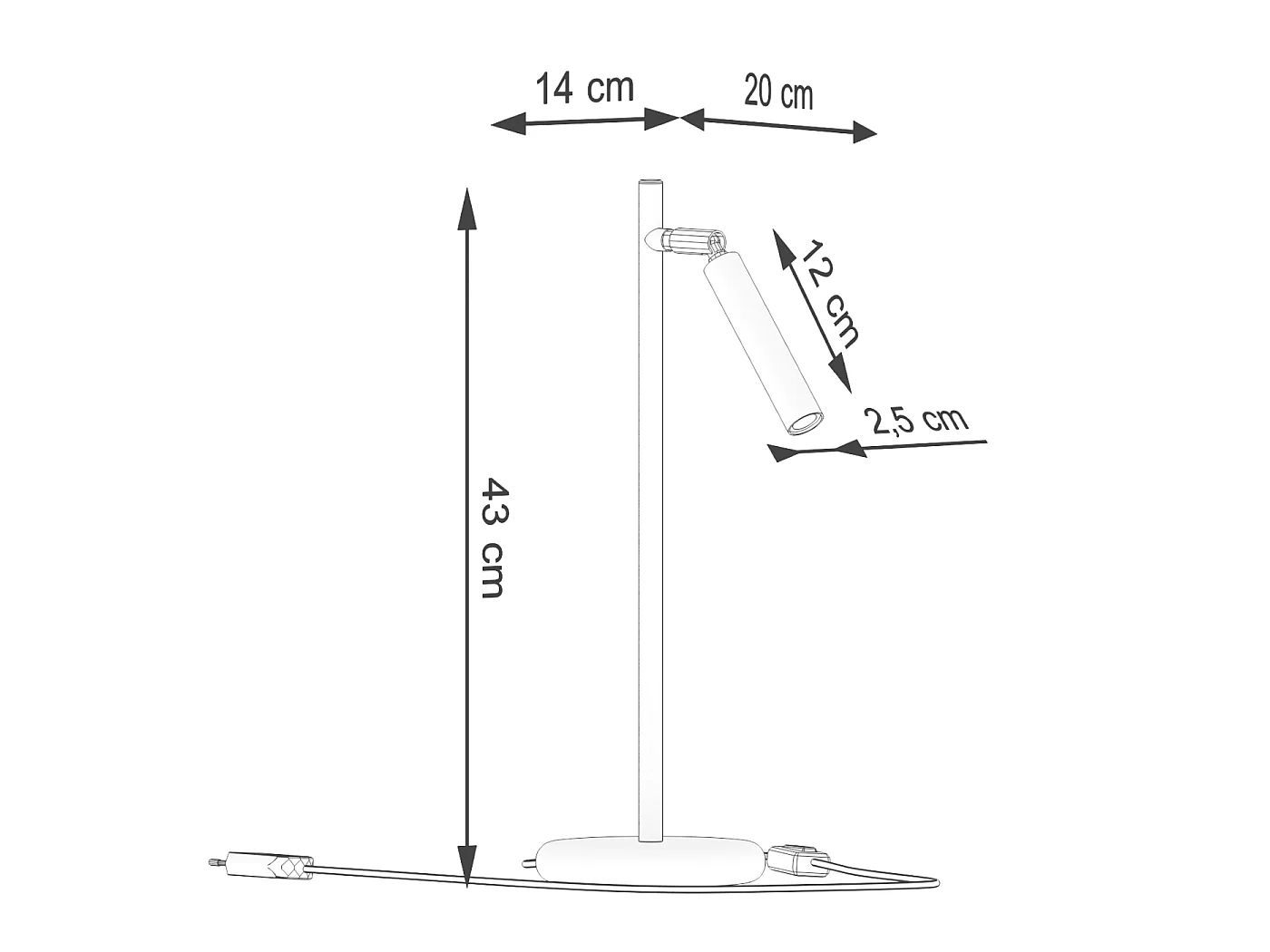 Lampe De Bureau Pastelo Moderne En Acier - 1 Sources Lumineuses - L.14 X H.43 Cm - Blanc