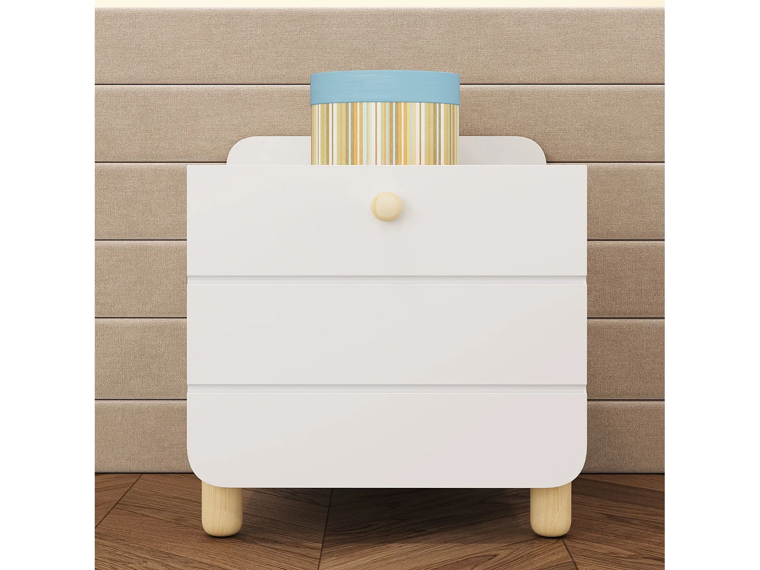 Table de chevet minimaliste blanche,d38cm×h39cm