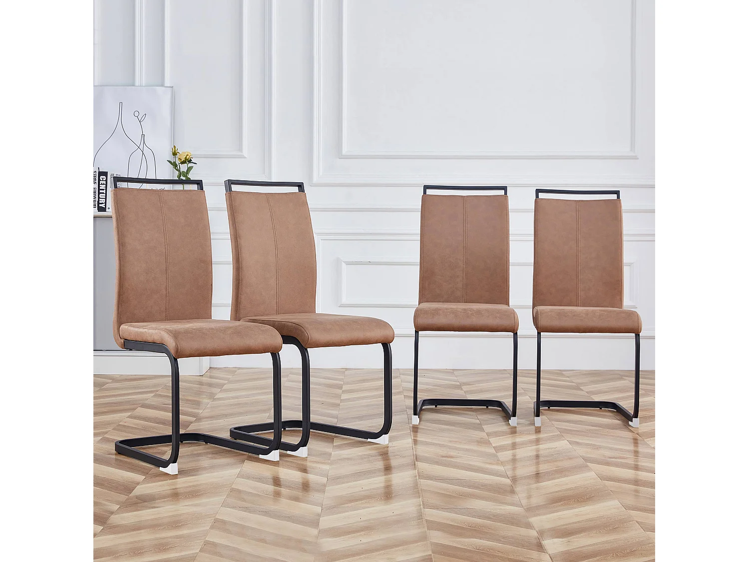 Chaises de salle à manger contemporaines 4 pièces,marron,d52cm×h100cm