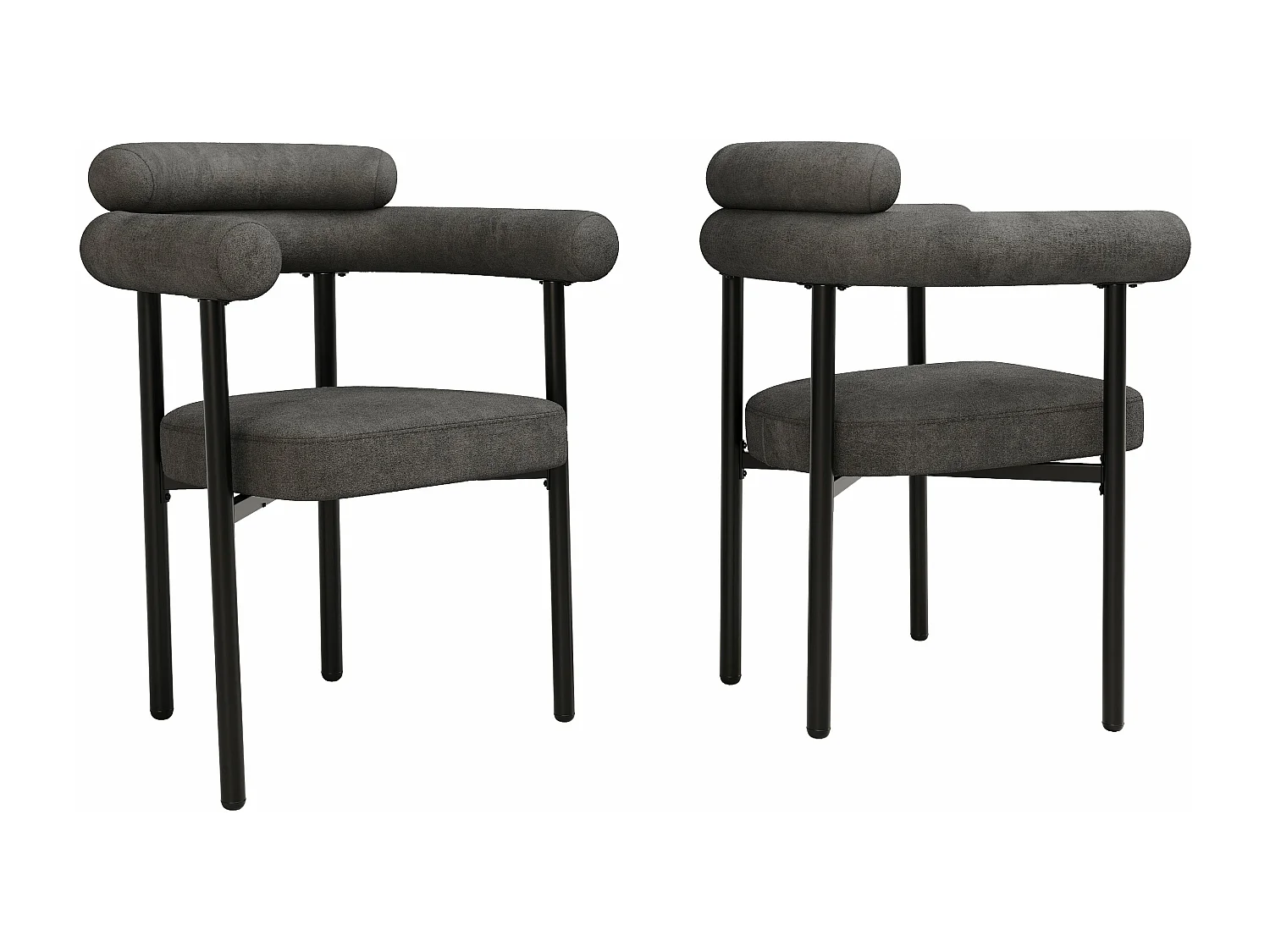 Chaises élégantes en velours gris avec siège à anneaux,d70cm×h84cm