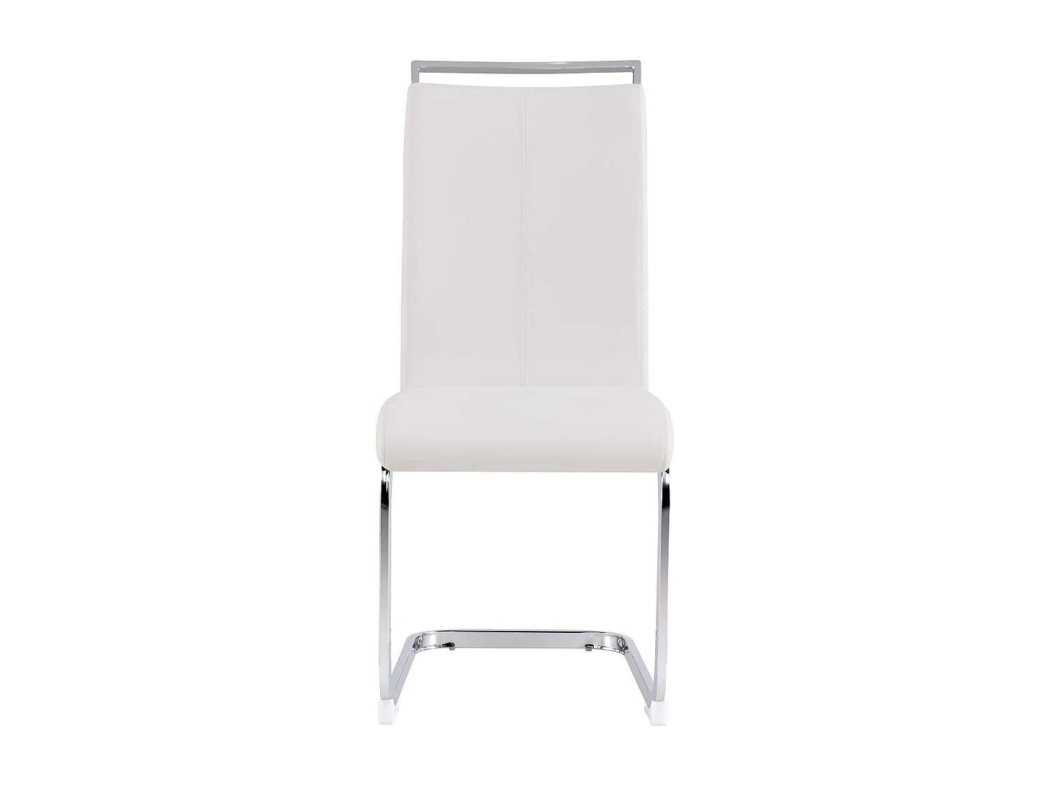 Chaises luge modernes, lot de 4, métal chromé, cuir blanc,d52cm×h100cm