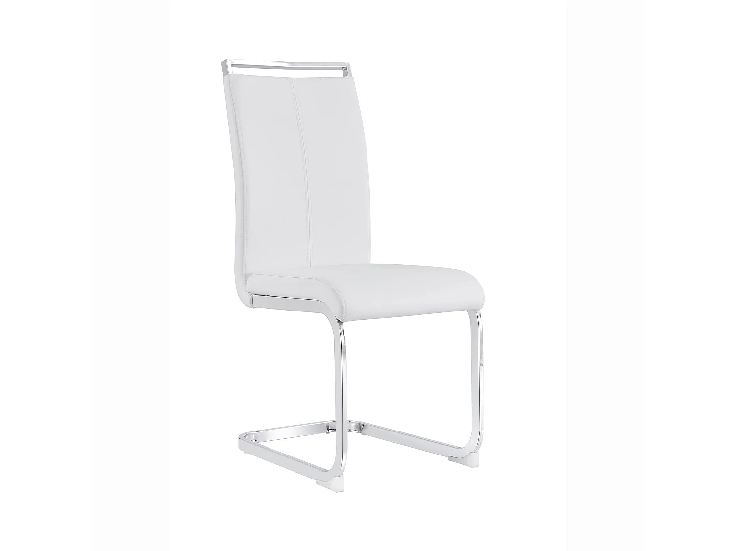 Chaises luge modernes, lot de 4, métal chromé, cuir blanc,d52cm×h100cm